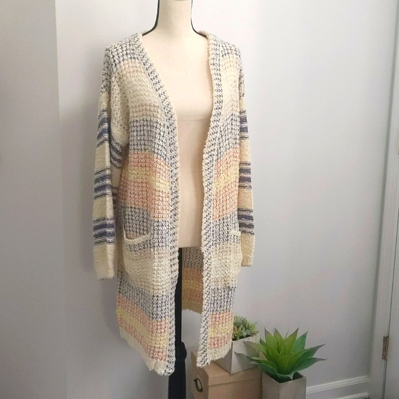 ✨4X HP✨ Oversized Boyfriend Striped Open Cardigan - M/L - Picture 11 of 15
